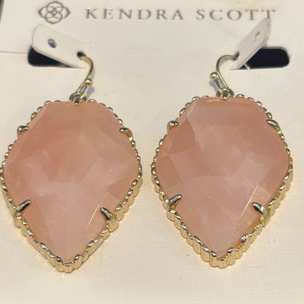 Kendra Scott Rose Quartz Corley Earrings (Retired Style)